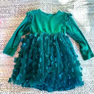 Green Floral Tulle Dress Sz 5t